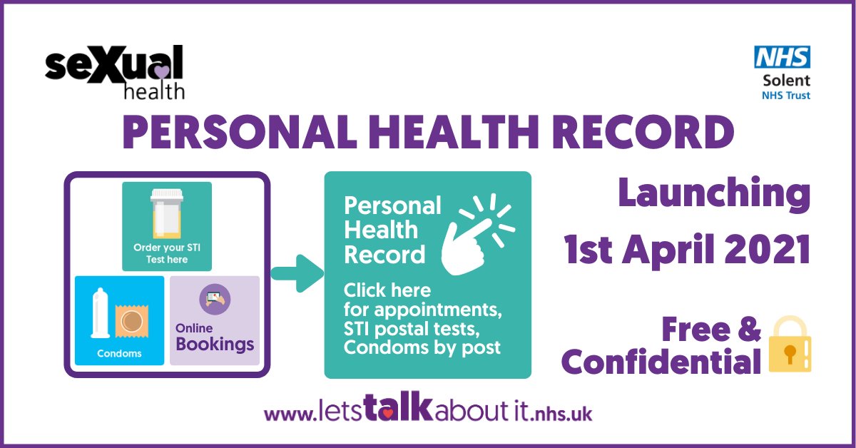 letstalkhants's tweet photo. From 1st April you will be able to register for a free Personal Health Record where you can manage appointments, STI kit &amp; condoms orders. 

Secure &amp; confidential. https://t.co/NNlr2gQkdW
