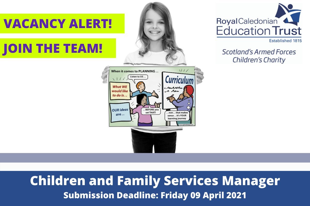 ForcesChildScot's tweet photo. Vacancy Alert! 📢 

Join the team at @RCET_Scot through a newly created role to manage &amp; develop our #MentalHealth &amp; #wellbeing #services to support #ArmedForces #children #YoungPeople &amp; #families across #Scotland.

More info➡️https://t.co/LwCEgS5VLi
#Recruiting | #CharityJobs https://t.co/VBAQsrVEwc