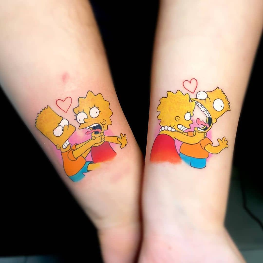 Bart and Lisa, tattoo by © Felice Bucca.pic.twitter.com/qF0ejkEHnS.