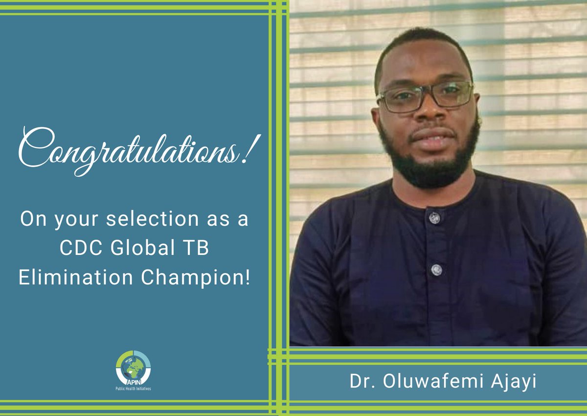 APINNigeria's tweet photo. Congrats to Dr.Oluwafemi Ajayi @devonajayi, the TB/HIV lead at our Ondo State office.He was recognized as a Global #TB Elimination Champion in the @CDCgov 2021 World TB Day special publication. Read more: https://t.co/lmUpaE9JuJ #APINInitiatives #WorkAtAPIN #WorldTuberculosisDay https://t.co/2VqkXK14a4