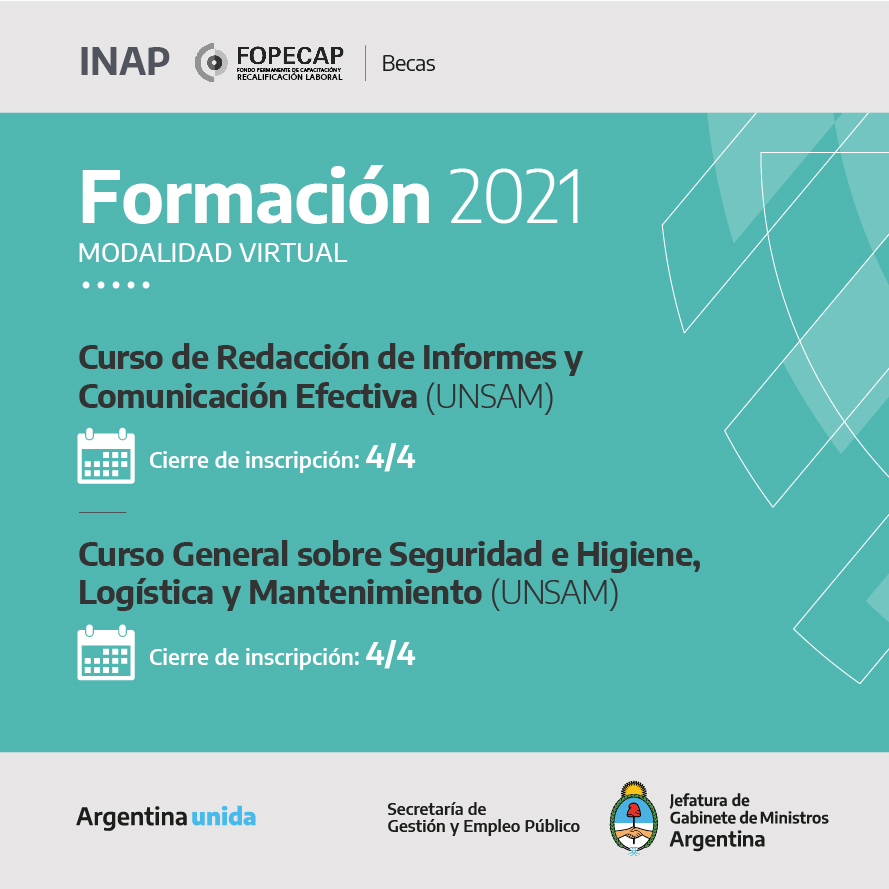 INAPArgentina's tweet photo. En el sitio del Programa Formación 2021 pueden encontrar todas las opciones de capacitación> https://t.co/dq3LGblXkB
Links a inscripción de algunas actividades que cierran en abril>>
https://t.co/sKtZm9cdPz
https://t.co/8sU46boj1N
https://t.co/apQ8kwqFVj
https://t.co/1xxHsBdDTP https://t.co/4mcx8liKZU