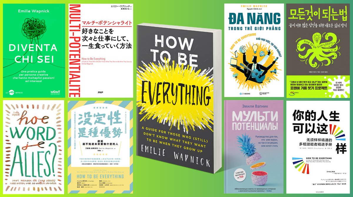 emiliewapnick's tweet photo. Pretty tickled that the #multipotentialite message of #HowToBeEverything is available in 9 languages!
Diventa chi sei | マルチ・ポテンシャライト | Đa Năng Trong Thế Giới Phẳng | 모든 것이 되는 법 | Hoe word je ALLES? | 沒定性是種優勢 | Мультипотенциалы | 你的人生可以这样 https://t.co/6ECaQIeQXL