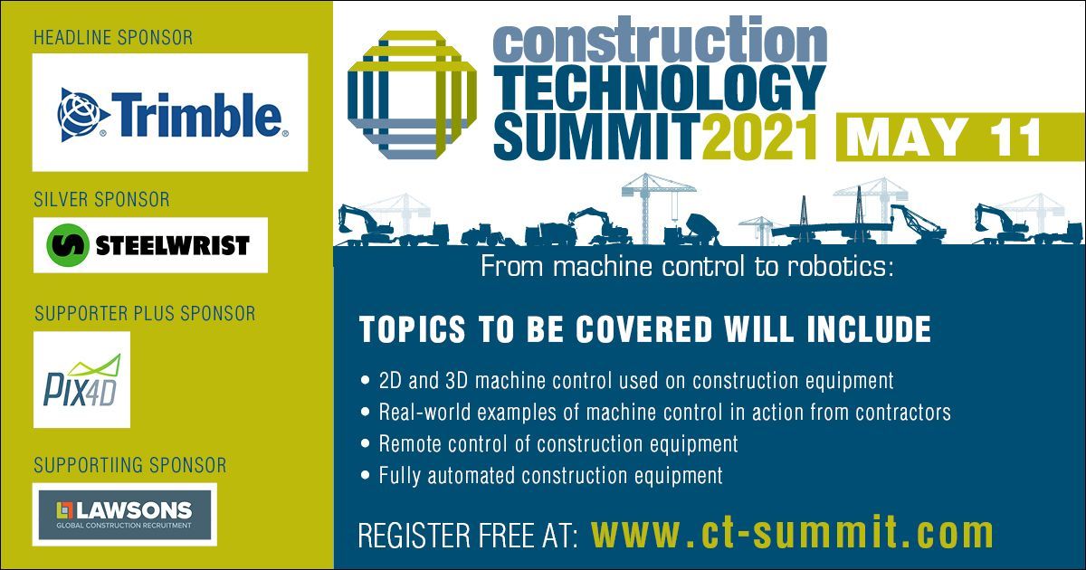 KHLConstruction's tweet photo. Construction Technology Summit: From machine control to robotics 🤖
👉 Guarantee your FREE place today: https://t.co/gz7sQu6tvH
Sponsored by: (Headline - @TrimbleCorpNews, Silver - #Steelwrist, Supporter PLUS Sponsor - @pix4d , Supporting sponsor – @lawsonsjobs)
#CTECHSummit https://t.co/cdi1wbMJNq