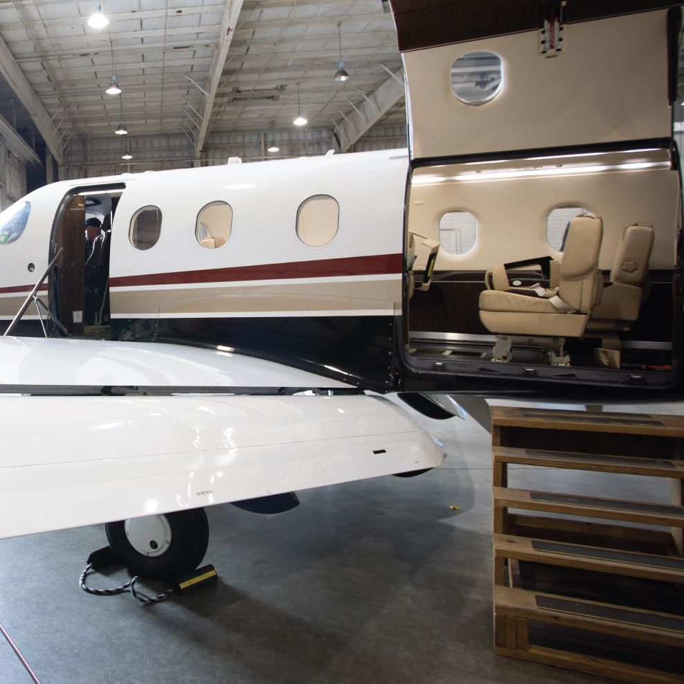 davincijets's tweet photo. We love the view of our fleet from all angles. Passengers rarely get to see the emergency exit and cockpit doors fully open, but this is the norm for our #DavinciJets Services team as they progress through diagnostic checklists. Safety is our No. 1 priority! 
#FlyDavinciJets https://t.co/UO4nPVE3EE