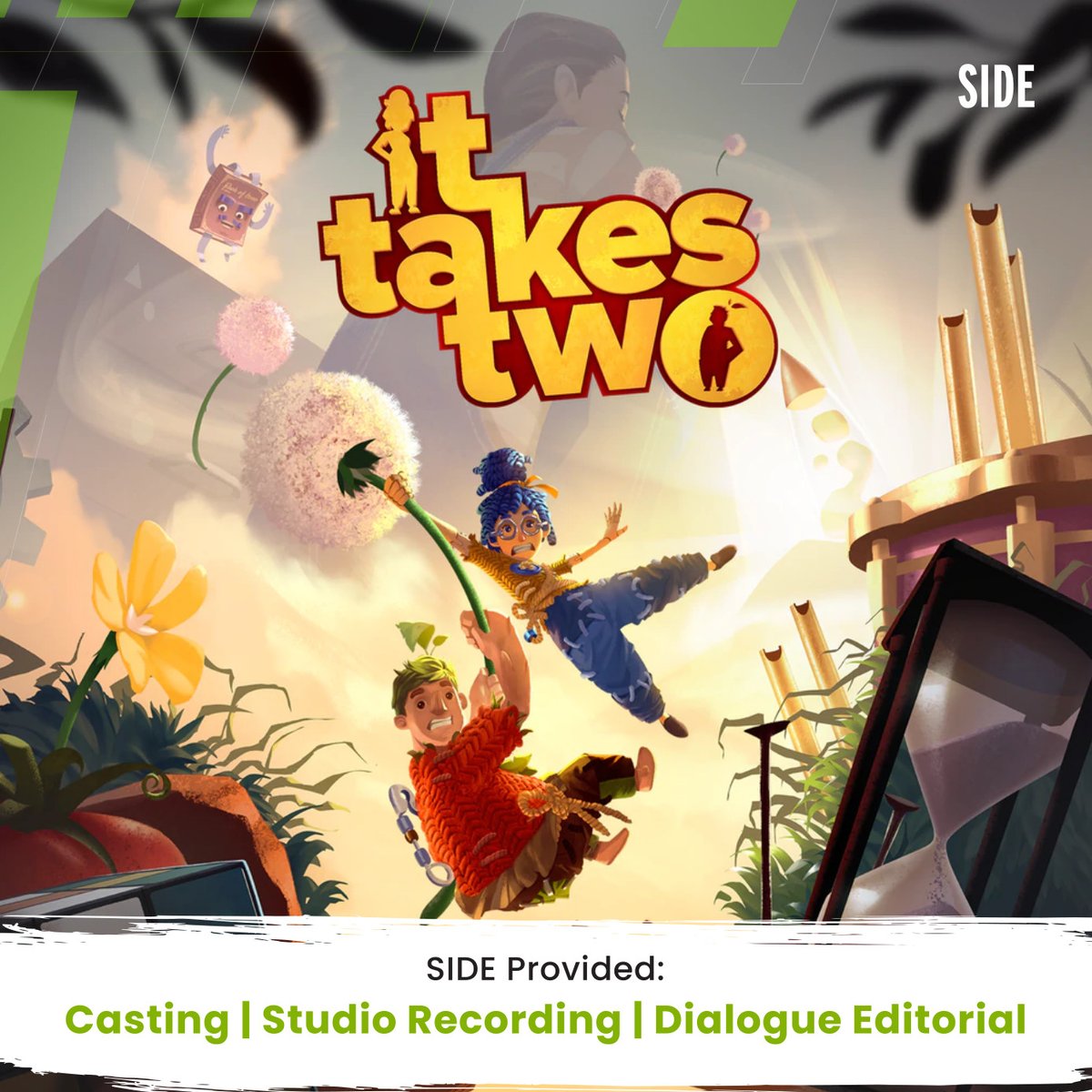 SideGlobal's tweet photo. *NEW RELEASE* - Congratulations to our friends at @HazelightGames, for the recent release of It Takes Two. SIDE loved supporting this title with #Casting, #StudioRecording and #DialogueEditorial. We're so happy to see it get great reviews. #AudioProduction #ItTakesTwo #SideUK https://t.co/szCS2dsgnK