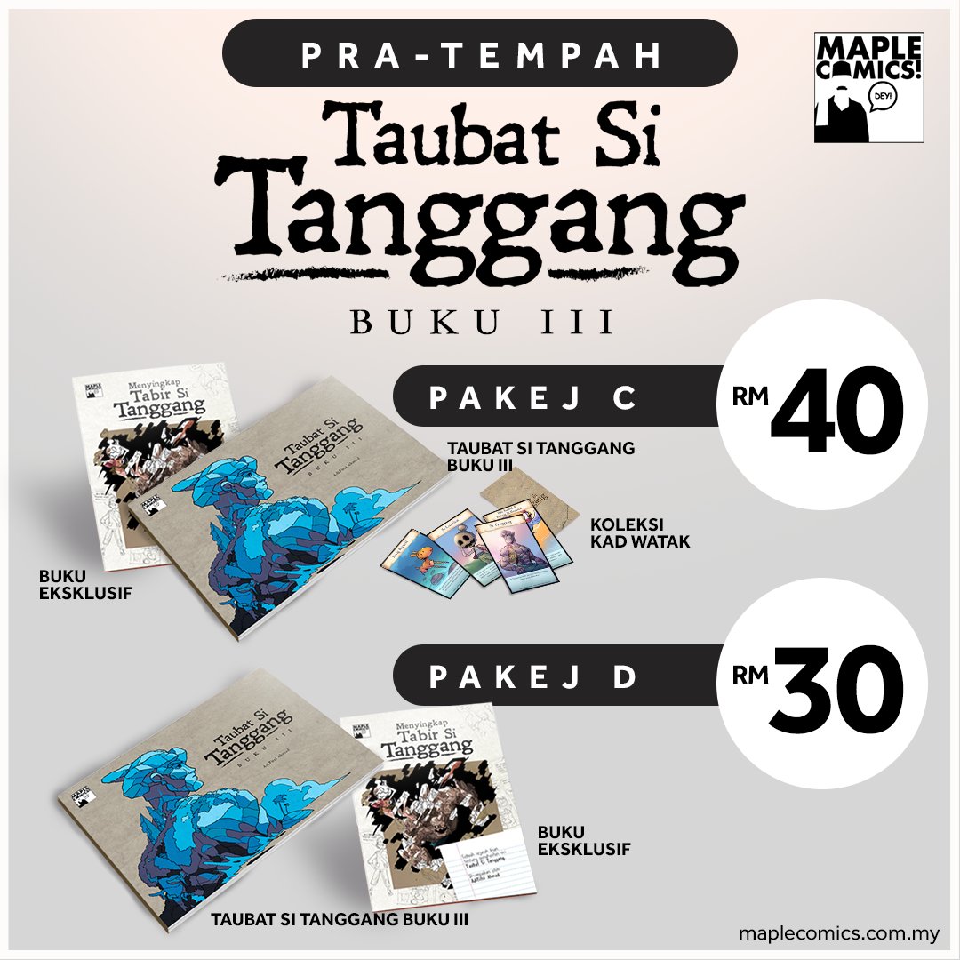 buzzpoptv's tweet photo. Pra-tempah TAUBAT SI TANGGANG Buku III sekarang (berakhir pada 31 Mac 2021) di: https://t.co/pPfhto3W7p
ATAU melalui WhatsApp: https://t.co/BYmxhYcG8P
Kos penghantaran disekalikan!
Info tentang TAUBAT SI TANGGANG Buku III di sini: https://t.co/dccVTCQWtL
#MapleComics https://t.co/BWvyeesH5X