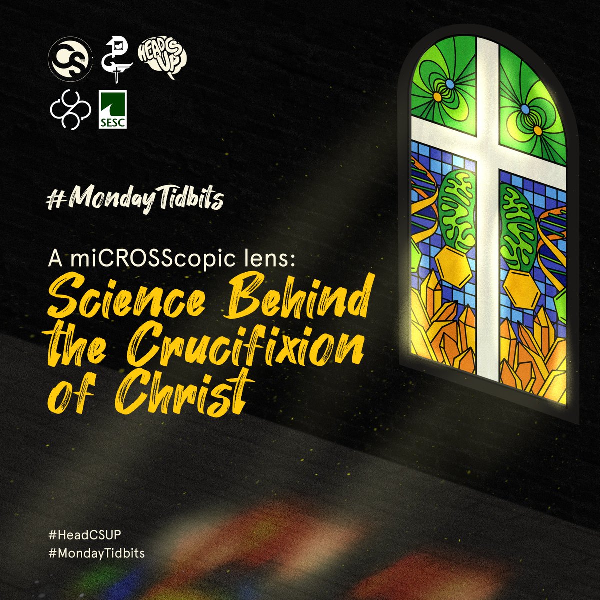 updcsfstc's tweet photo. Together with @updcf, let's learn the science behind His crucifixion on this week's #MondayTidbits as we remember the death and resurrection of the Christian Messiah, Jesus Christ.
Special thanks to:
@UPSESC
@upcssc
#HolyWeek
#HeadCSUP
#MondayTidbits https://t.co/dZ56YVge4C