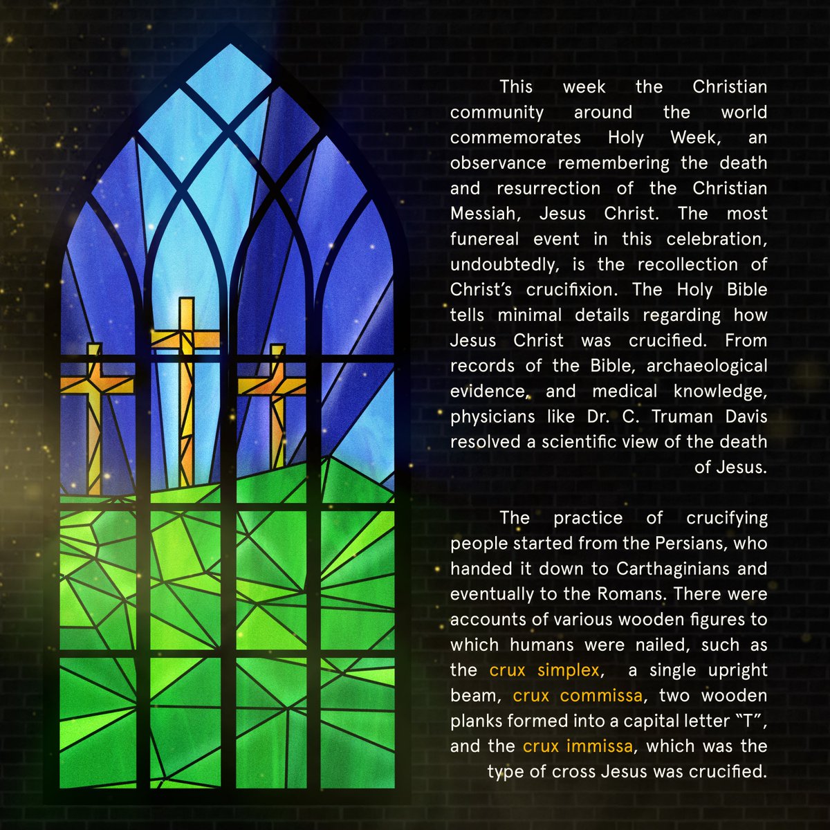 updcsfstc's tweet photo. Together with @updcf, let's learn the science behind His crucifixion on this week's #MondayTidbits as we remember the death and resurrection of the Christian Messiah, Jesus Christ.
Special thanks to:
@UPSESC
@upcssc
#HolyWeek
#HeadCSUP
#MondayTidbits https://t.co/dZ56YVge4C