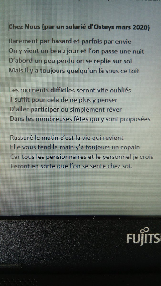 Lacaze64mll's tweet photo. Ce matin en cherchant une idée pour l'édito de notre petit journal interne #ehpad, j'ai retrouvé ce poème écrit par un salarié... https://t.co/rMs9KkQtUy