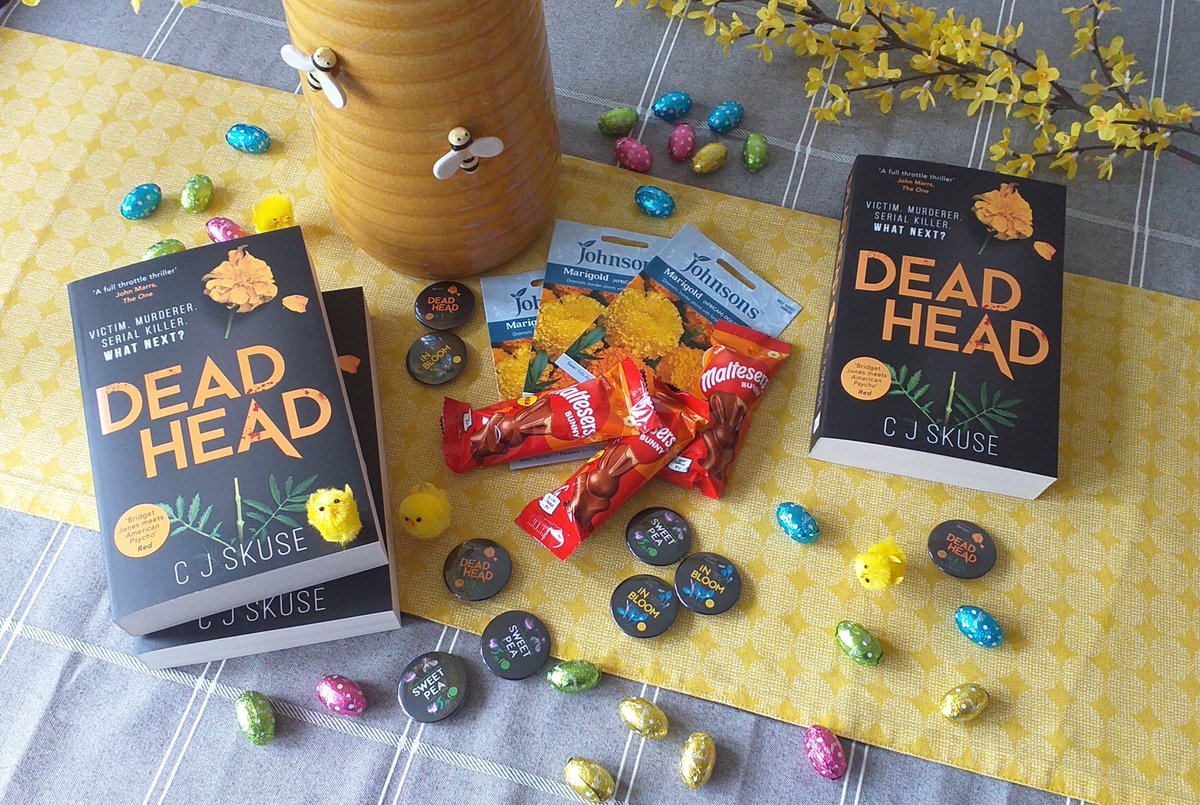 CJSkuse's tweet photo. EASTER BOOK GIVEAWAY🐣 Win one of 3 copies of Dead Head, third book in the Sweetpea series, as well as marigold seeds, badges and orange Malteaser bunny. Three chances to win. Just RT this post. Ends: Easter Monday. UK only. #win #competition #crimethriller #serialkiller https://t.co/caTSHQewWB