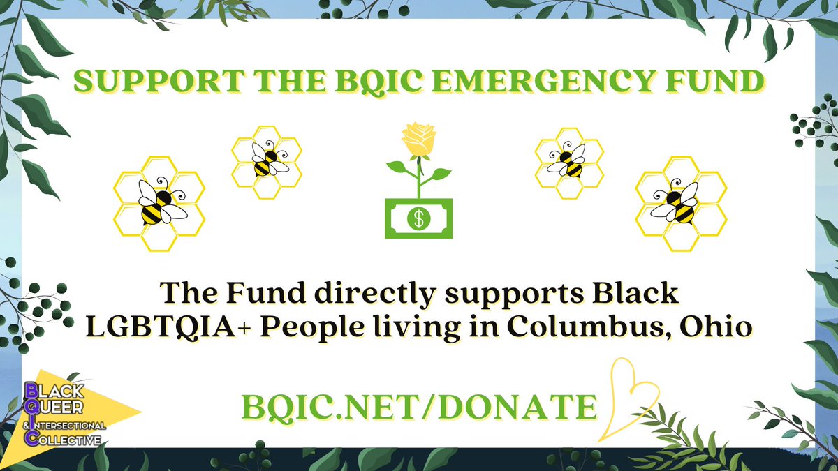 The BQIC Emergency Fund is open for April! Black LGBTQIA+ folks living in Columbus, OH are welcome to apply. Submit a request at: bqic.net/emergency-fund/

Donate to the Fund at bqic.net/donate/

Share this widely! #BQIC #BlackLivesMatter
 #BlackTransLivesMatter #MutualAid