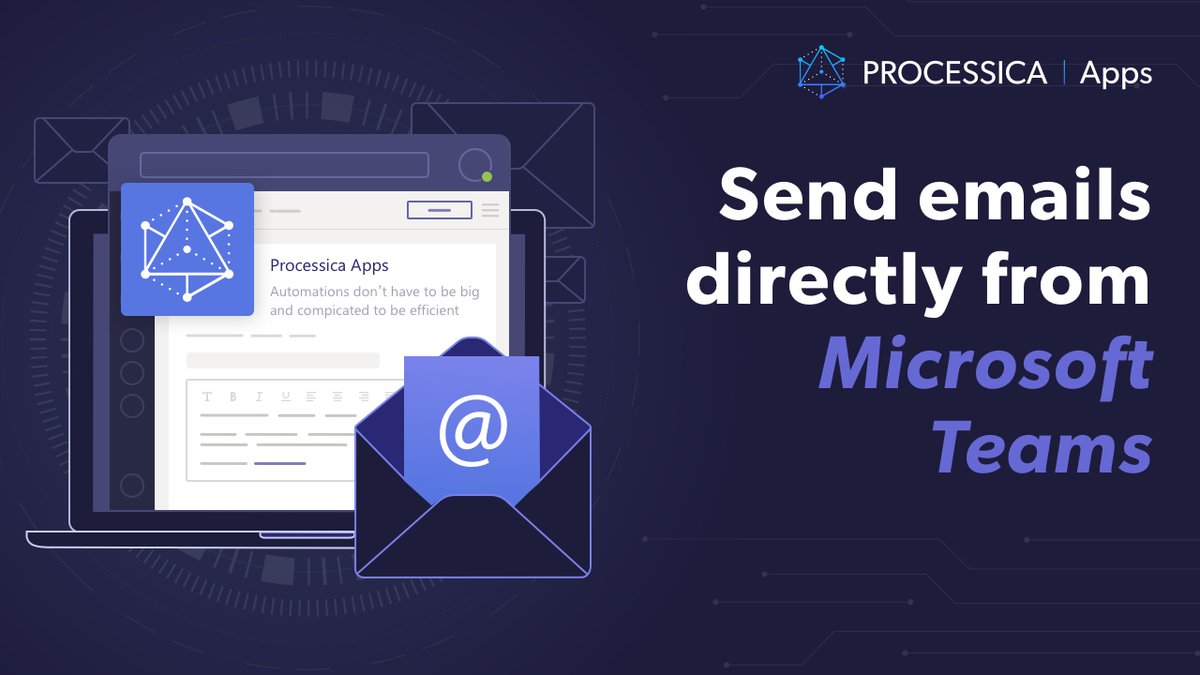 processica's tweet photo. Sending emails from #MicrosoftTeams: a fantasy for many now made reality by #ProcessicaApps! Read our latest blog to find out more: https://t.co/A40z6iAhVV

#NoCode #CustomerEngagement #PowerBI #serverless #Azure https://t.co/6dFpwNLdS5