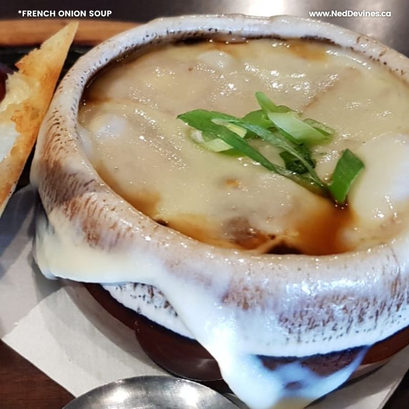 NedDevinesON's tweet photo. It's a bit chilly outside. Come warm yourself up with our Famous French Onion Soup! 

Our classic housemade beef stock with slow-cooked caramelized onions topped with Swiss cheese and crusted bread. (GF option)

If that doesn't warm up your insides, we don't know what will! :) https://t.co/W3h03RfKQb