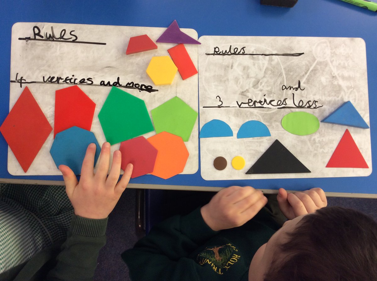ChameleonsClass's tweet photo. Year 2 investigated sorting 2D shapes today, thinking about their properties and coming up with our own rules for sorting them.  @meerkatsclass1 https://t.co/EYzJqc2opX