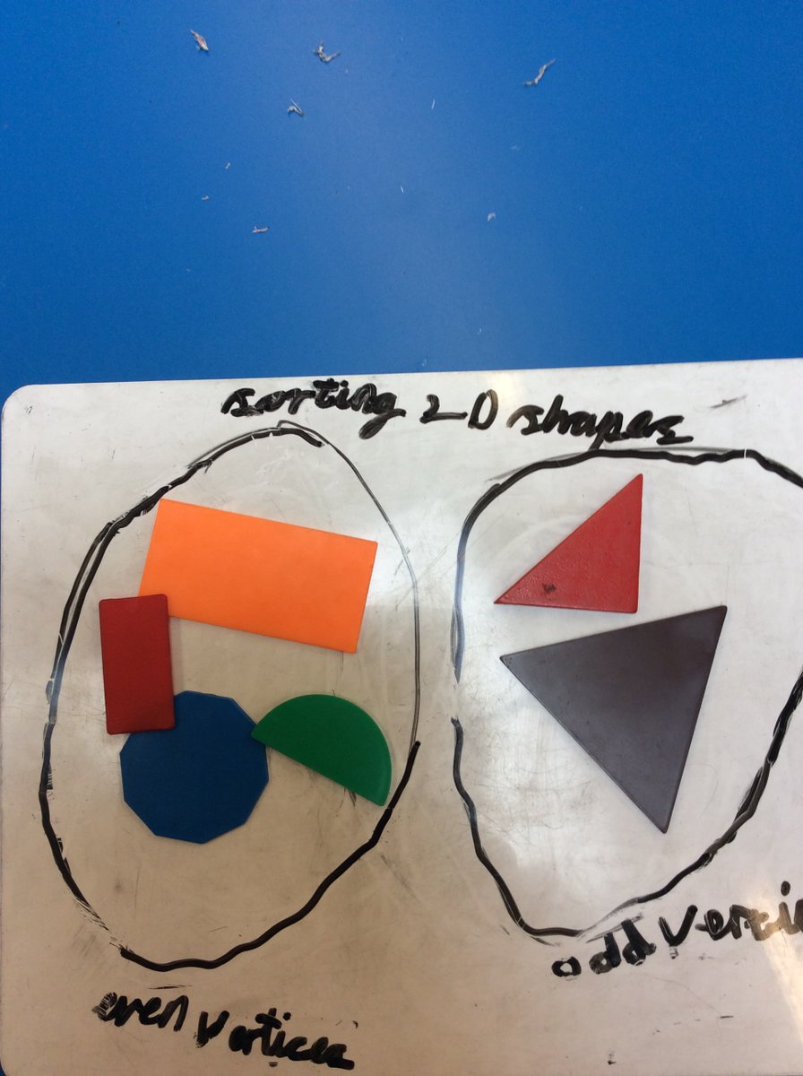 ChameleonsClass's tweet photo. Year 2 investigated sorting 2D shapes today, thinking about their properties and coming up with our own rules for sorting them.  @meerkatsclass1 https://t.co/EYzJqc2opX