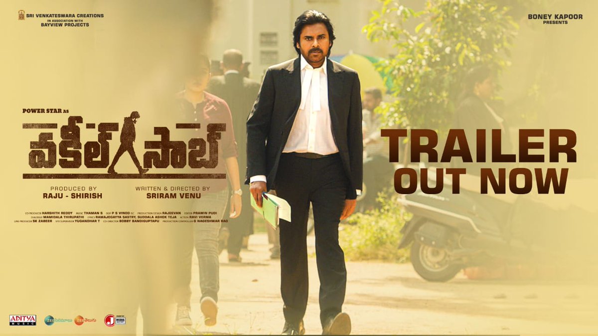 LMKMovieManiac's tweet photo. #VakeelSaabTrailer - serious, sensitive women's subject treated in a mass frndly manner with #VakeelSaab #Powerstar #PawanKalyan leading the show👍

➡️ https://t.co/WewMM4UEg5

Super support cast @i_nivethathomas @prakashraaj @yoursanjali, along with #PSPK

BGM by @MusicThaman 👍 https://t.co/m0wBKaNKnA