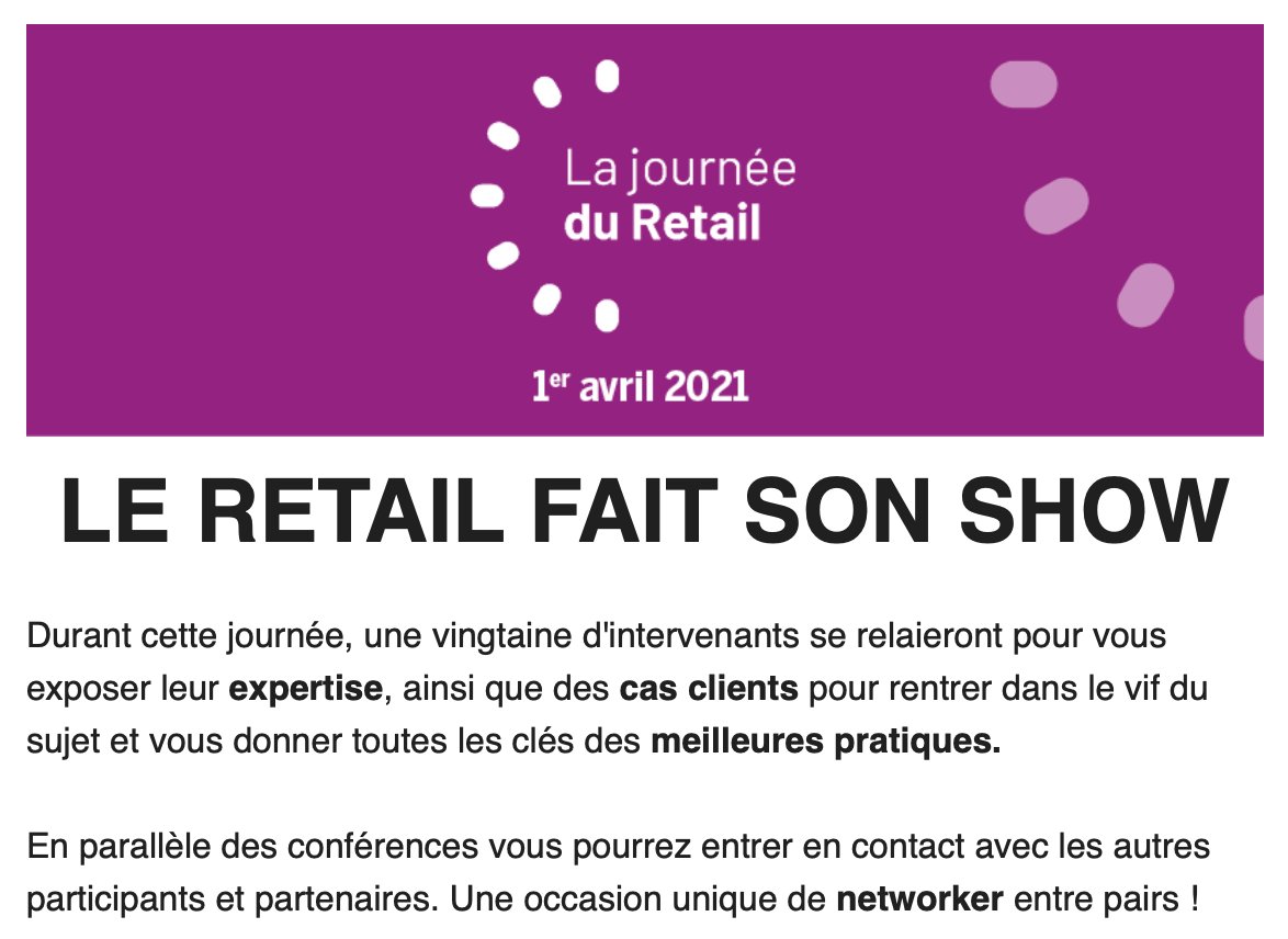perfmaker's tweet photo. Retrouvez @Perfmaker et @GetQuanty à la journée du Retail https://t.co/ffHYjYs2pM le 1er avril : https://t.co/uC2cwRx4KH
Et rendez également visite à nos confrères #Martech @AdobeFrance @BrandwatchFR @EloquantNews @inwink_fr @Nosto_FR @ScalapayEU @SkeepersI @twilio @useradgents https://t.co/O9dgTm6o6v