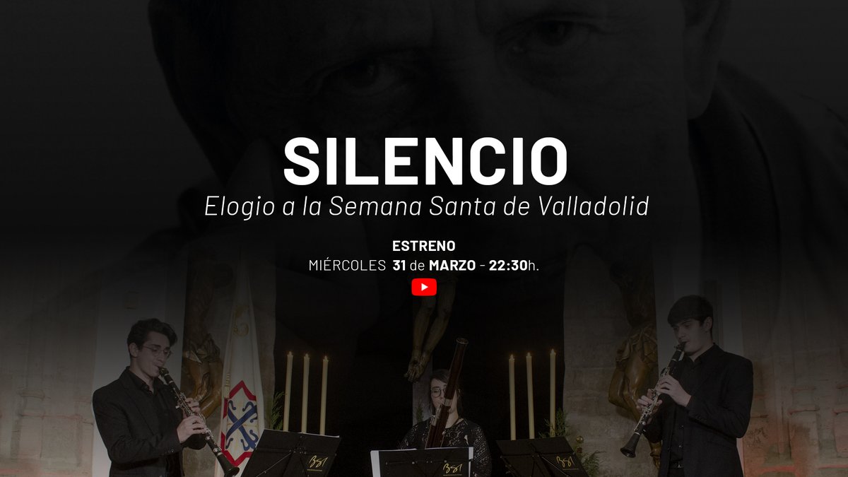 BandaSinfArroyo's tweet photo. 🟡 "SILENCIO. Elogio a la Semana Santa de Valladolid" |

Música y literatura conviven en el estreno de la BSA para esta #SemanaSanta. El ciclo de piezas "Saetas del Silencio" y Miguel Delibes serán los protagonistas.

DIRECTO🔗https://t.co/Qlu49ux7Be

Dentro hilo. ⬇️ https://t.co/tl816cdCZh