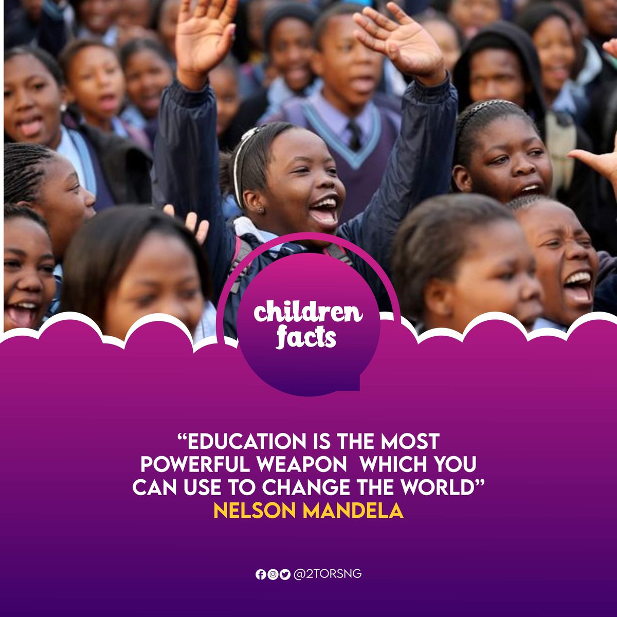 2torsNG's tweet photo. You want to change the world and re-shape the future?🤔 Start by giving your child a good education today. ✍️ 
Happy New Week

#MondayMotivation #Kids #AcademicChatter #Schools #Education https://t.co/LVZod3izVV