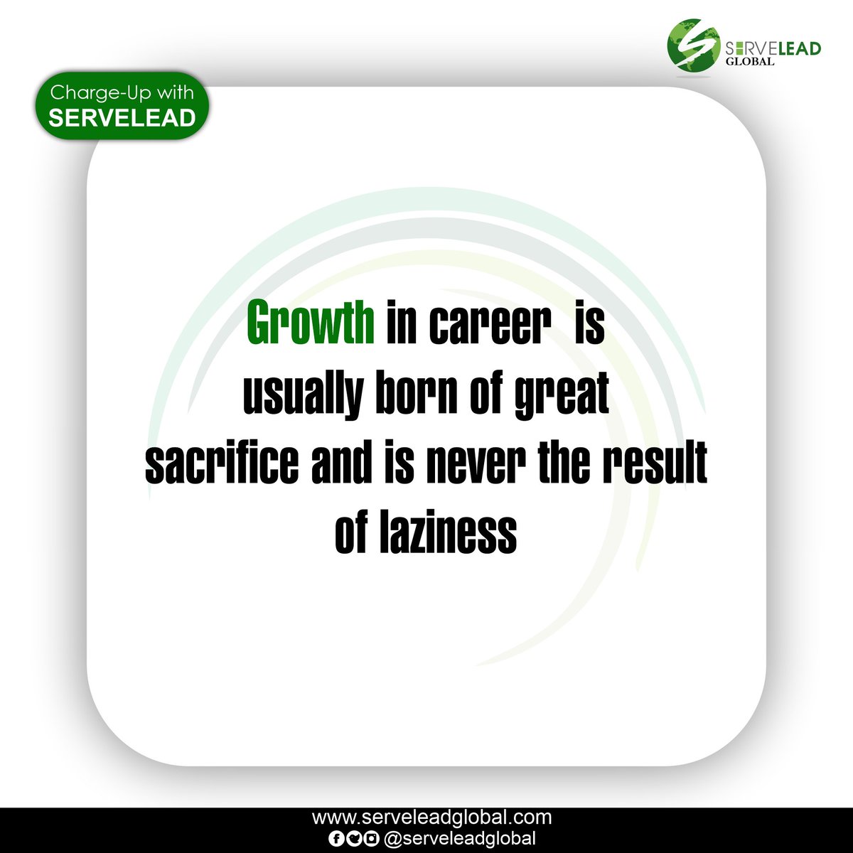 ServeleadGlobal's tweet photo. Charge-up with Servelead and grow in your career
.
#mondaymotivation #careergrowth #success #sacrifice https://t.co/SwYXA36CG9