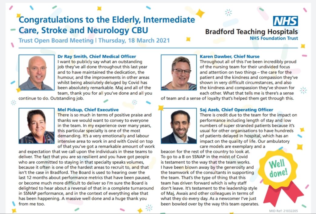 Taking the positive words from our Trust Open Board back to every Ward. Well done to Elderly, IMC, Stroke and Neurology CBU.  Great team work as always!! <a href="/_Sajaz/">Saj</a> @Mel_Pickup <a href="/karendawber/">Prof Karen Dawber 🌈</a> @23Bthft <a href="/ward6strokeunit/">Stroke & Neurology - Ward 6</a> <a href="/EldVirtualWard/">Elderly Virtual Ward Bradford 💙</a> <a href="/F5Ward/">Ward F5_SLH_bthft</a> <a href="/F6_SLH_BTHFT/">F6 @ St Lukes Hospital</a> <a href="/29Bthft/">WARD 29 BTHFT</a> <a href="/BTHFT/">Bradford Teaching Hospitals NHS FT</a> <a href="/ActAsOneBDC/">Bradford District Craven Health & Care Partnership</a>