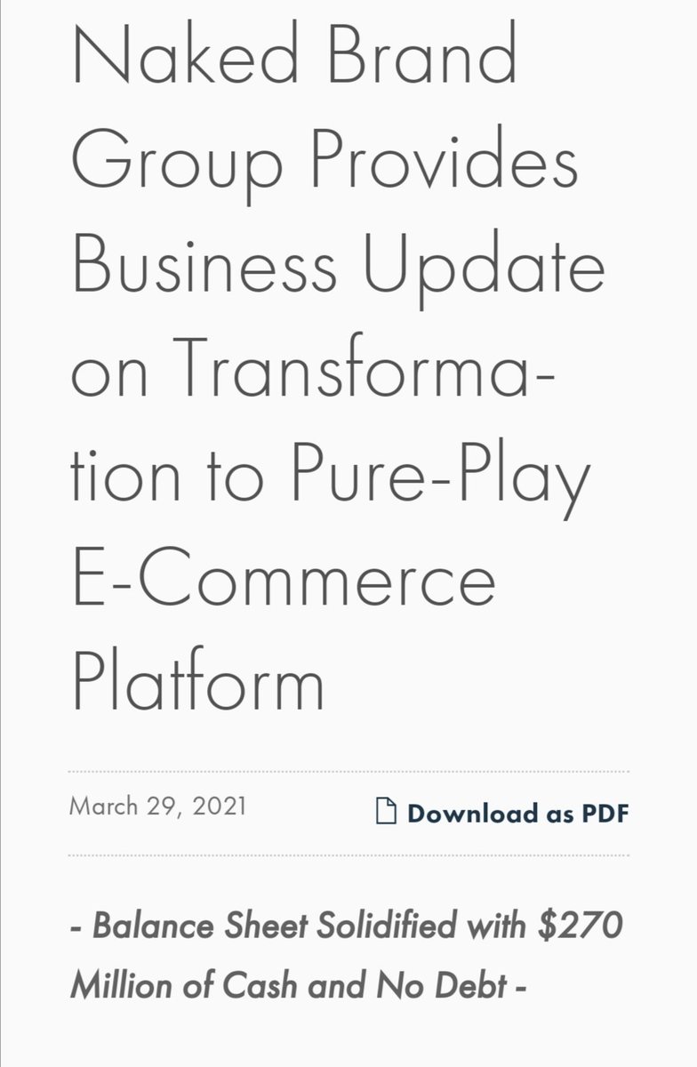If you believed in $NAKD THE NEWS IS HERE. CEO GENIUS. It's OFFICIAL. PR WE HAVE BEEN WAITING FOR 💎💎💎💎💎💎💎⚠️
ir.nakedbrands.com/press-releases…