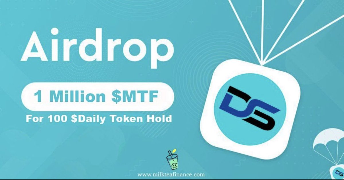 Daily_Swap's tweet photo. 🚨Partnership Announcement🚨

We would like to formally announce that we have partnered with @MilkteaFinanceGroup. They will reward $MTF Token to all holders of $Daily with a minimum of 100 $Daily. Snapshot was taken March 29th, 2021, 10AM UTC. https://t.co/vdevMcdvNk