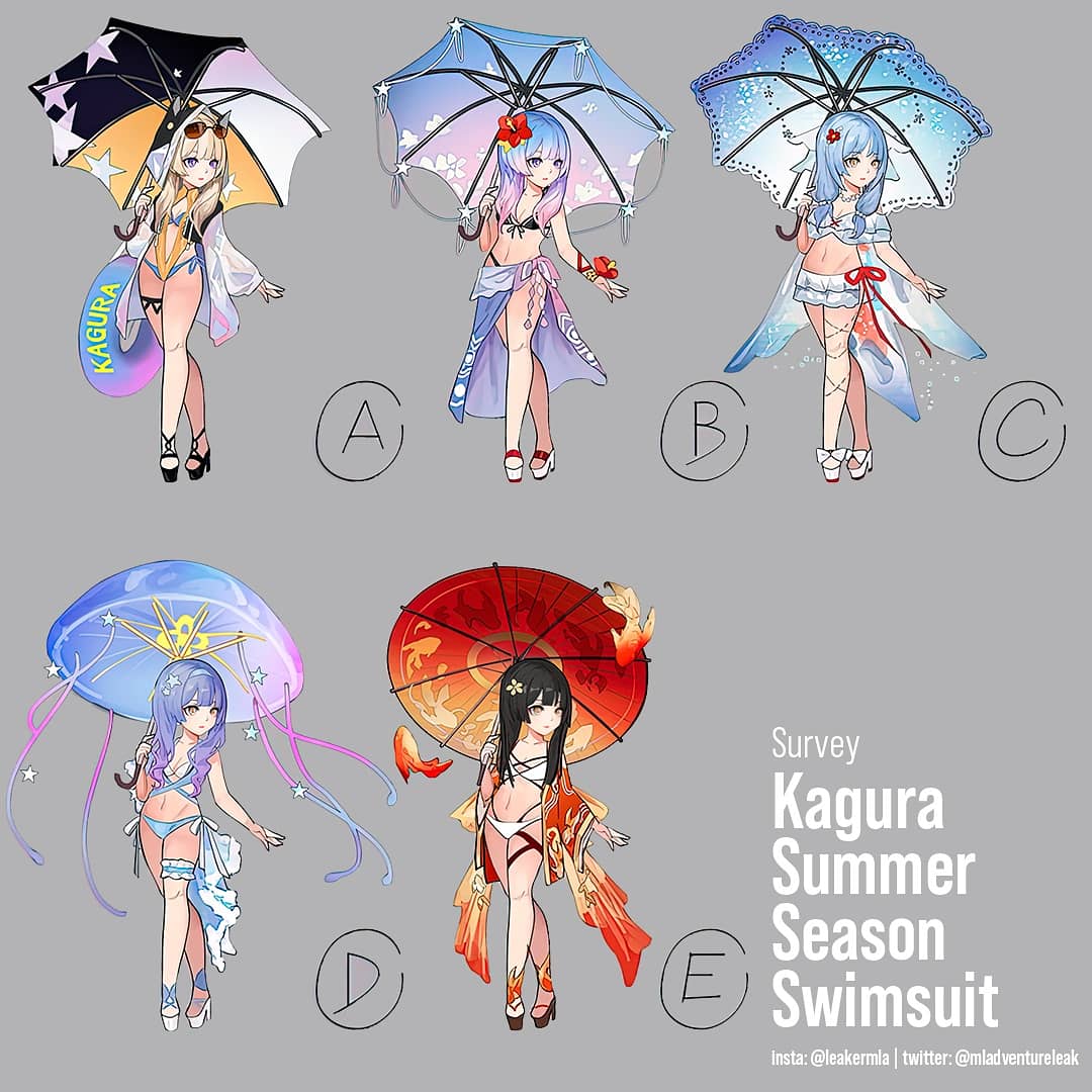 xcessmla's tweet photo. Kagura Summer Season Swimsuit Survey.
#mladventure #leakermla #kaguramobilelegends https://t.co/3QUOi3S4uQ