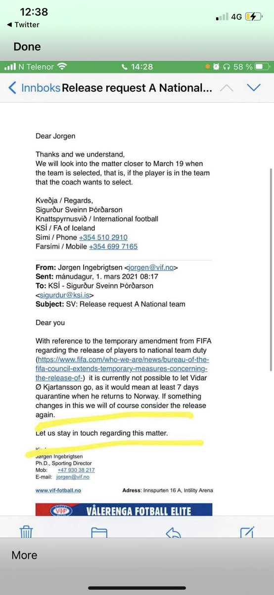 Fyrst að fjölmiðlar eru búnir að sjá samskiptin, hlýtur að vera í lagi að pósta þeim hér. Lesi hver í þau eins og hann vill. Þeir völdu VÖK aldrei í landsliðið. Þarf ekki að segja meira, punktur.