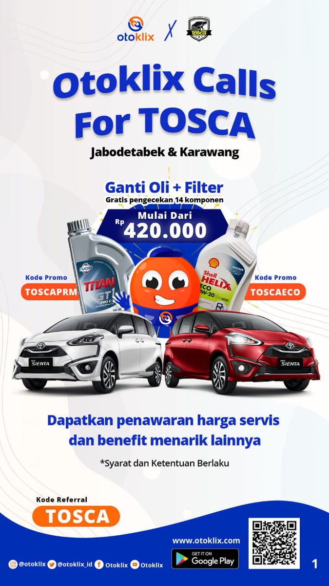 ToscaCyber's tweet photo. Malaaaam Toscaner's 👋 haloo, ayooo siapa yg belum download aplikasi ini,ada promo lhoo 😁 come on gaiiisss, @tosca_sientaid udh ada kerjasama ni sama @otoklix_id , buat temen² yg di luar jabodetabek di tunggu aja, salam sehat selalu, see u 👋😁 #ToscaOneFamily #ToscaOtoklix https://t.co/6WiFdzPedd