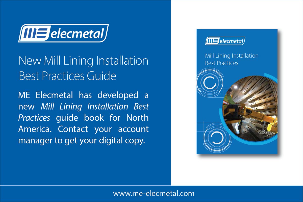 MEElecmetal's tweet photo. ME Elecmetal has developed a new Mill Lining Installation Best Practices guide book for North America. Contact your account manager, or email marketing@meglobal.com to get your digital copy.
#MEElecmetal #MillLiner #BestPractices #Mining #Safety #Milling https://t.co/ltNYL9ojLP