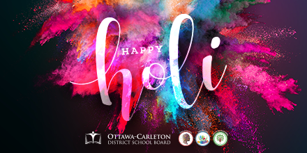 OCDSB's tweet photo. Wishing happiness and prosperity to all those who are celebrating the Festival of Colours. Happy Holi! #OCDSB https://t.co/3tVxn626y7