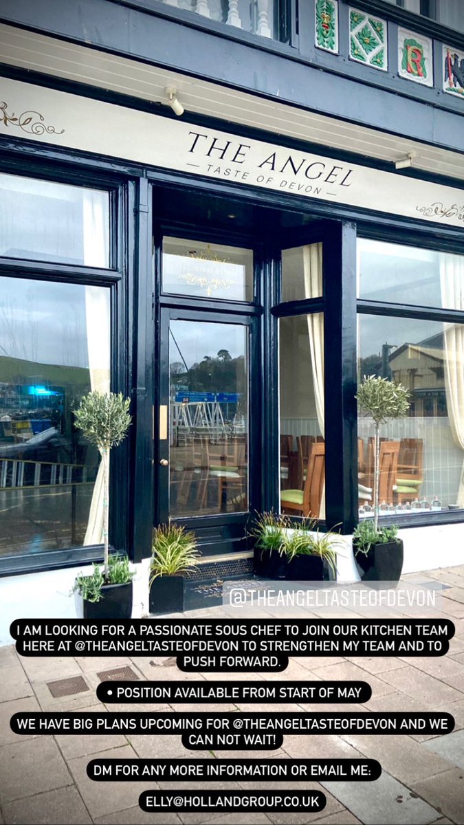 Looking forward to getting back now into the kitchen. The refurb is looking amazing. I have a position available in my team here <a href="/theangeldevon/">The Angel Taste of Devon</a> come and join us in sunny Dartmouth ☀️ 🌱👩‍🍳👨‍🍳
