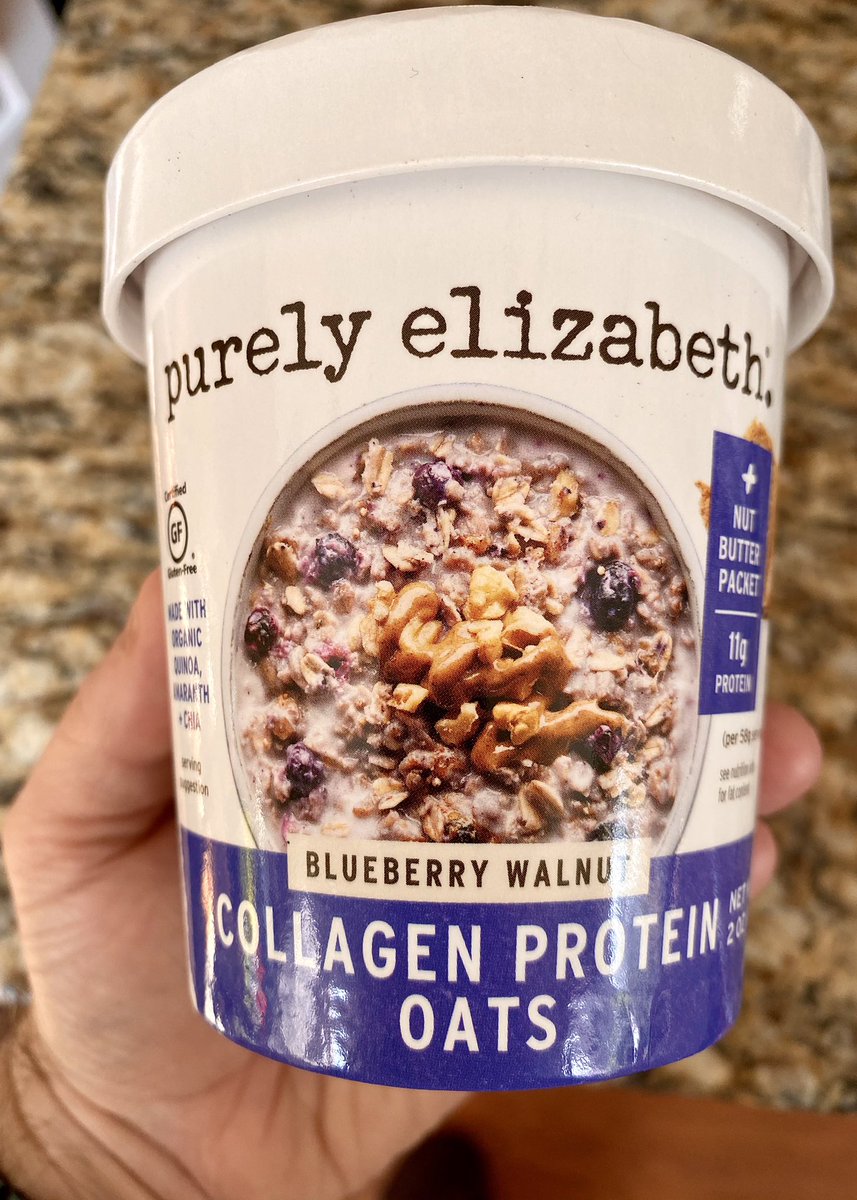 drdavidfriedman's tweet photo. I’m enjoying Purely Elizabeth’s gluten-free oatmeal.  Contains Organic Oats, Walnuts, Cashews, Coconut, Blueberries, Quinoa Flakes, Chia Seeds, Flax Seeds, Pumpkin Seeds, Amaranth Puffs and fresh Ceylon Cinnamon. No refined sugar or artificial sweeteners. 😋
#oatmeal #foodsanity https://t.co/hZ7ecjLV7J