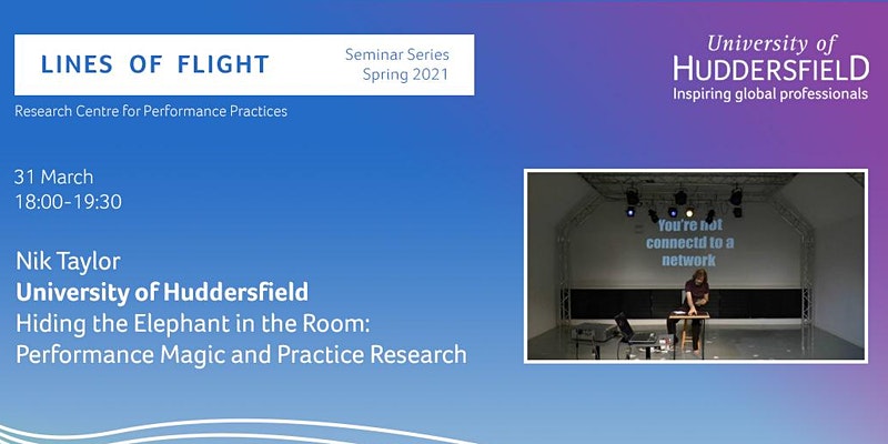 mhmhudds's tweet photo. Wednesday 31st March Nik Taylor will be presenting Hiding the Elephant in the Room: Performance Magic and Practice Research as part of the Lines of Flight online seminar series.

Register here - https://t.co/RYaGxvGTQq https://t.co/B39iL57AW4