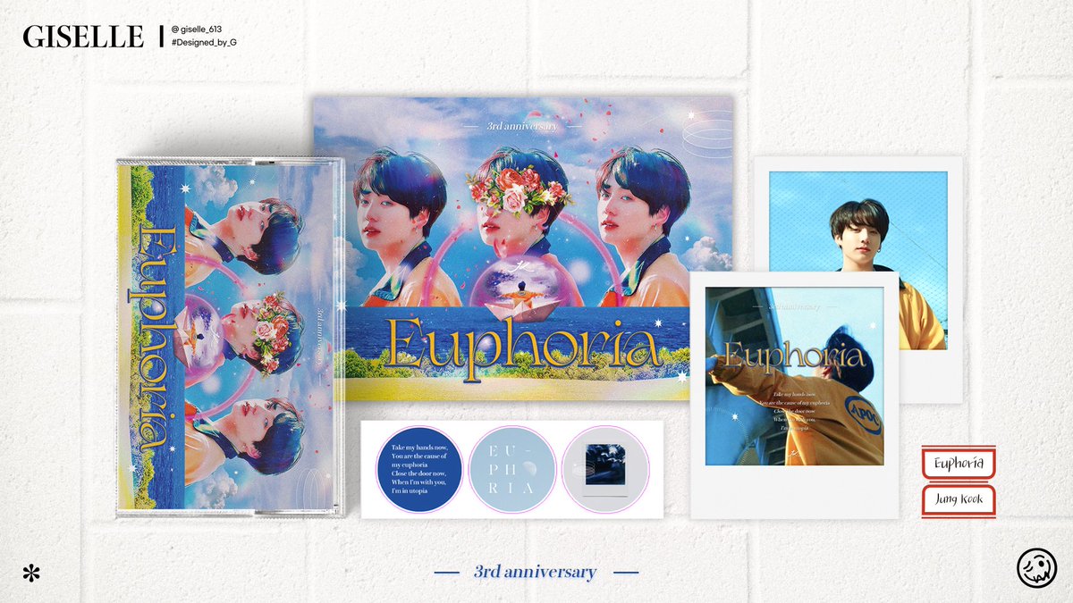 🌊 𝑬𝒖𝒑𝒉𝒐𝒓𝒊𝒂 :: 𝟯𝗿𝗱 𝗮𝗻𝗻𝗶𝘃𝗲𝗿𝘀𝗮𝗿𝘆

+
유포리아 3주년 기념 소소한 이벤트
맞트친 한 분, #RT 추첨 두 분께 선물을 보내드립니다.
+
💙 카세트 테이프 / 엽서 / 스티커 / 폴라로이드 Set.

#Euphoria #JK #정국 #Designed_by_G <a href="/BTS_twt/">방탄소년단</a>