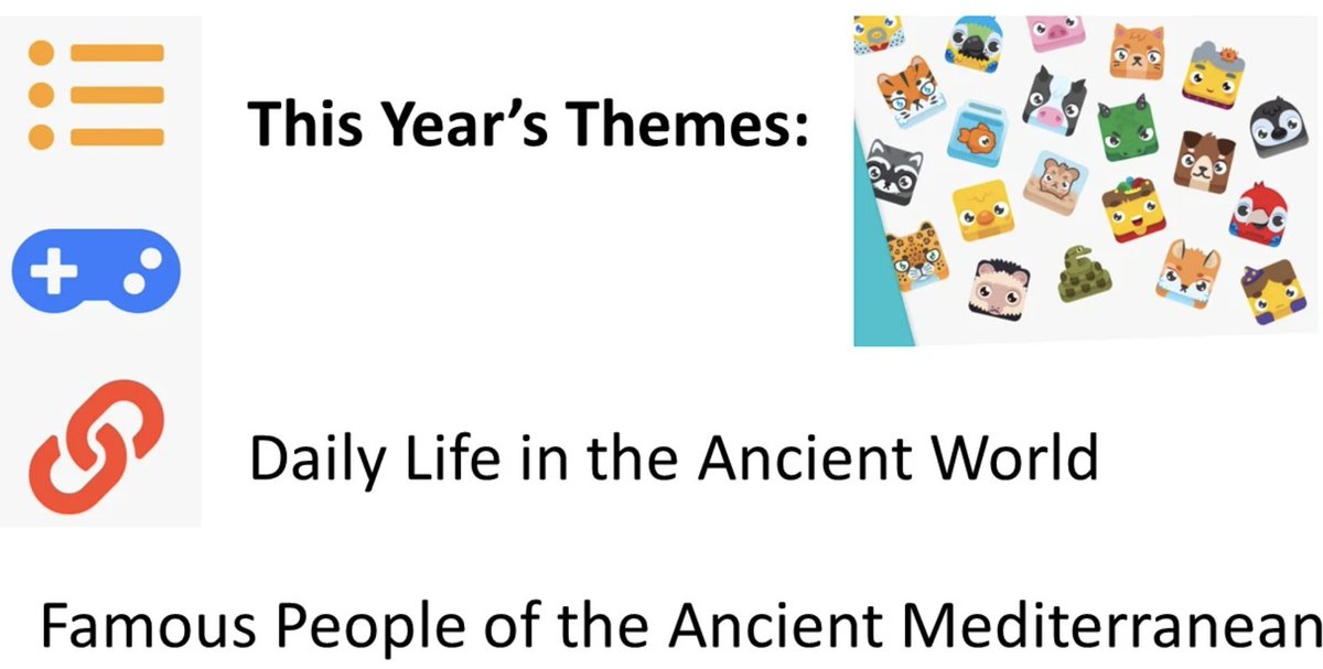 etclassics's tweet photo. Apr 16 1pm ET @magistradee & @magistracohen host our #NationalClassicsWeek @PlayBlooket w/themes Daily Life in the Ancient World & Famous People of the Ancient Mediterranean! Play starts 1:15
Students & teachers register ASAP & find more info@ https://t.co/MiXS6l3MFn #LatinTeach https://t.co/UNsF6hOMOV