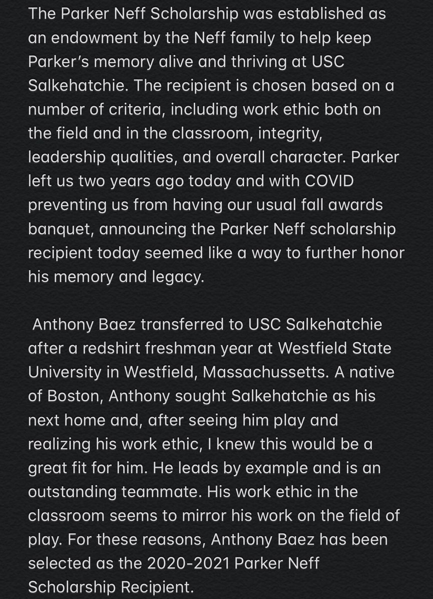 SalkehatchieUsc's tweet photo. Twitter, some days 140 characters just isnโt enough to do justice. #parkerneffscholarship #LongLive13 #parkerneff #salknation #salkbaseball https://t.co/rOXz7cTdoE
