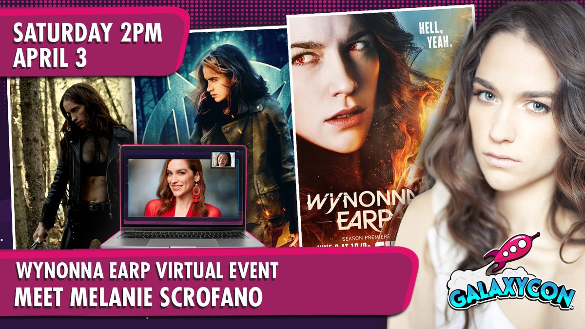 GalaxyConOnline's tweet photo. Meet @MelanieScrofano on Saturday, April 3rd at 2PM EST with @galaxyconlive 

Find Out More: https://t.co/iAY16e2eha

Video Chat One-to-One, Get Personalized Autographs, and see a FREE Live Stream Q&amp;A!

#WynonnaEarp #MelanieScrofano #comicconathome #celebrityzoom #galaxyconlive https://t.co/oBUslaZVpk