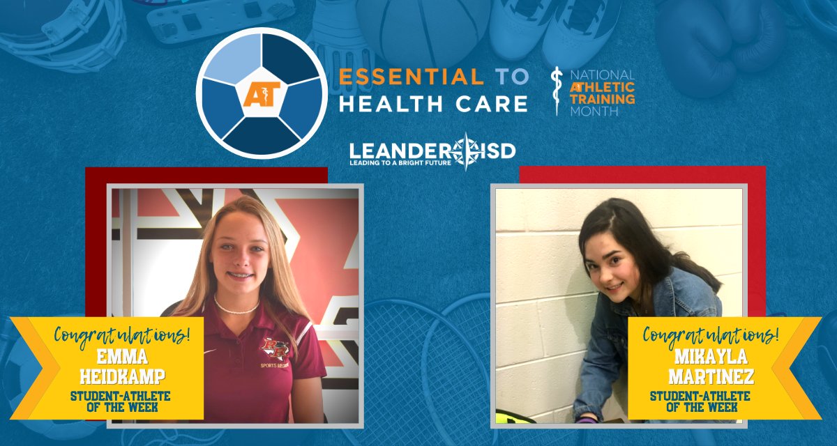 Student-athletic trainers are #EssentialtoHealthCare! Thank you <a href="/RouseHSRaiders/">Rouse High School</a> Emma Heidkamp &amp; <a href="/VistaRidgeHS/">Vista Ridge H.S.</a> Mikayla Martinez for your continued leadership &amp; thoughtful care in #1LISD athletic programs. What a remarkable dedication to sports medicine! bit.ly/SAotw0329