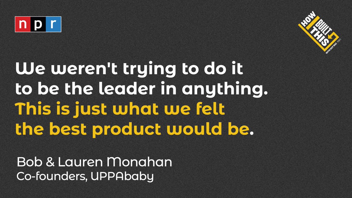 How Lauren and Bob Monahan found the sweet spot for selling their high-end <a href="/UPPAbaby/">UPPAbaby</a> strollers by capturing two key markets: A-List celebrities, and everyday dads. 🚼

Listen to <a href="/HowIBuiltThis/">How I Built This</a> at podcasts.apple.com/us/podcast/how… #mondaymotivation