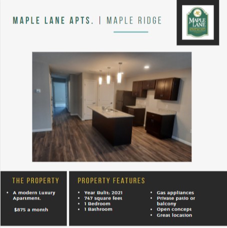 MapleLane_Apts's tweet photo. Maple Ridge is filling up fast, apply while we still have openings! https://t.co/nNPUK7JeoI
