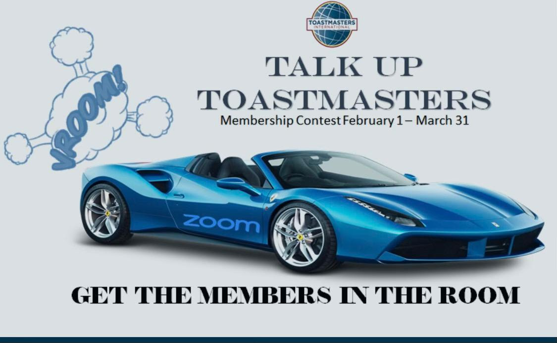 wpbtToastmaster's tweet photo. Talk Up #Toastmasters membership program, encourage your members to invite guests to learn about the benefits of joining Toastmasters. Join between Feb 1 and March 31, for the club to qualify for a special Talk Up Toastmasters ribbon.

#d103toastmaster #whereleadersaremade https://t.co/iEaxoNT8Kn