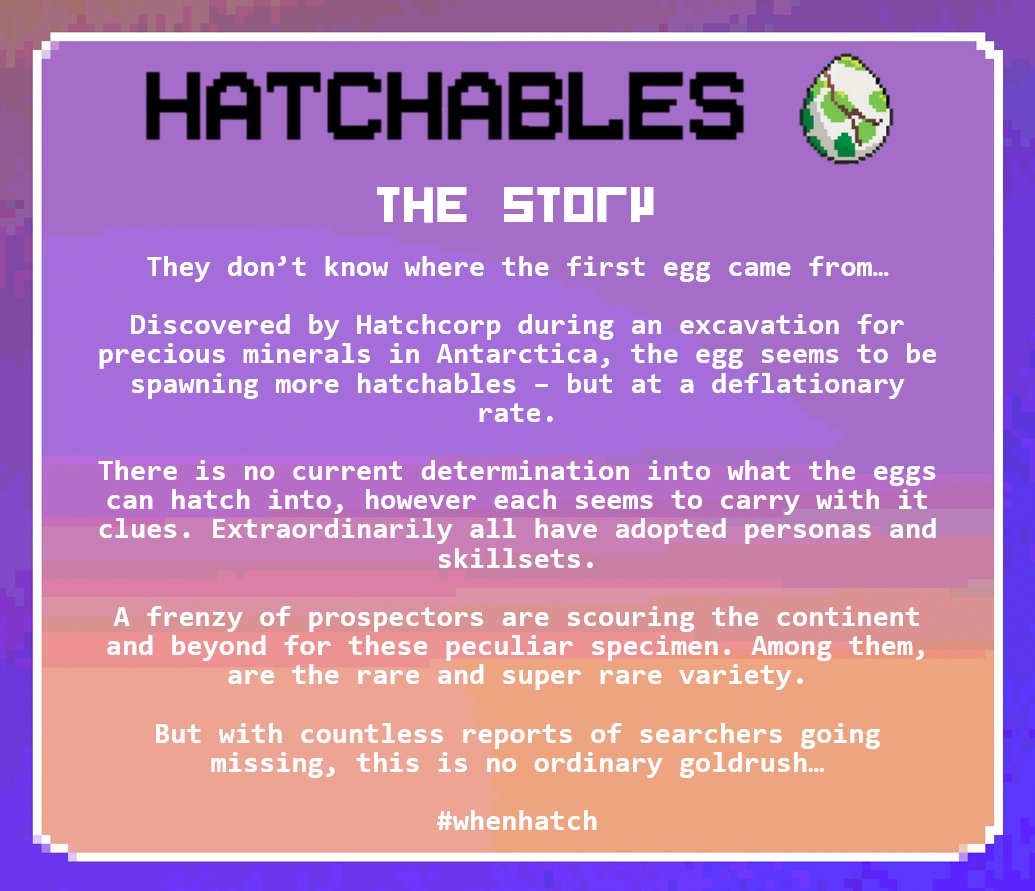 whenhatch's tweet photo. First Giveaway #NFTGiveaway
Will only ever be 1000 Hatchables, with just 756 available for sale. The rest through hatching! 

We launch on Good Friday, winners announced then! 

To win: 
1. Follow @whenhatch
2. Retweet &amp; comment with #whenhatch #nft 

 #nftcommunity #nftcollector https://t.co/5KznHo82VP