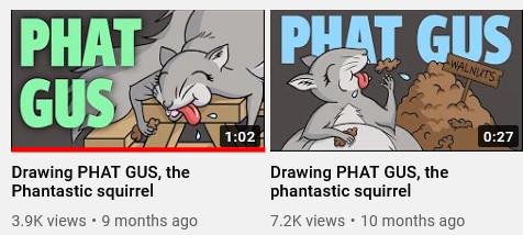 SwanStarDesigns's tweet photo. Since Mark Rober teased about another #phatgus video, my art videos have jumped up in views, lol, thanks @MarkRober. Can't wait for the new vid (it better be actually happening!) - and I'm sure I'll be doing more art of Phatgus and hopefully her little ones, too! 😍 https://t.co/kEMxD3oGC3