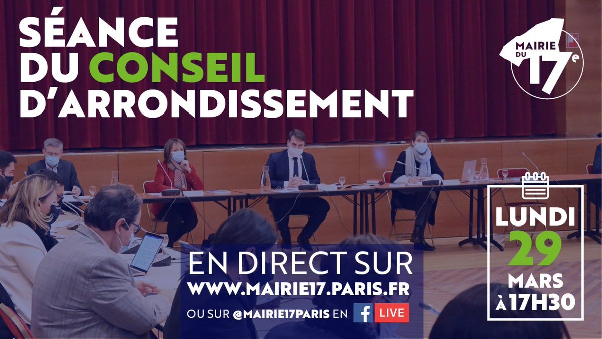 Mairie17's tweet photo. 📅 Jour de Conseil d'arrondissement pour la Mairie et ses élus, à suivre en direct à partir de 17h30 !
👩💻 sur le site : https://t.co/fxHXWIvpAL
📲 en Facebook Live : https://t.co/YWld11Wbwj
#CA17 #Paris17 https://t.co/FgoaeldeC9