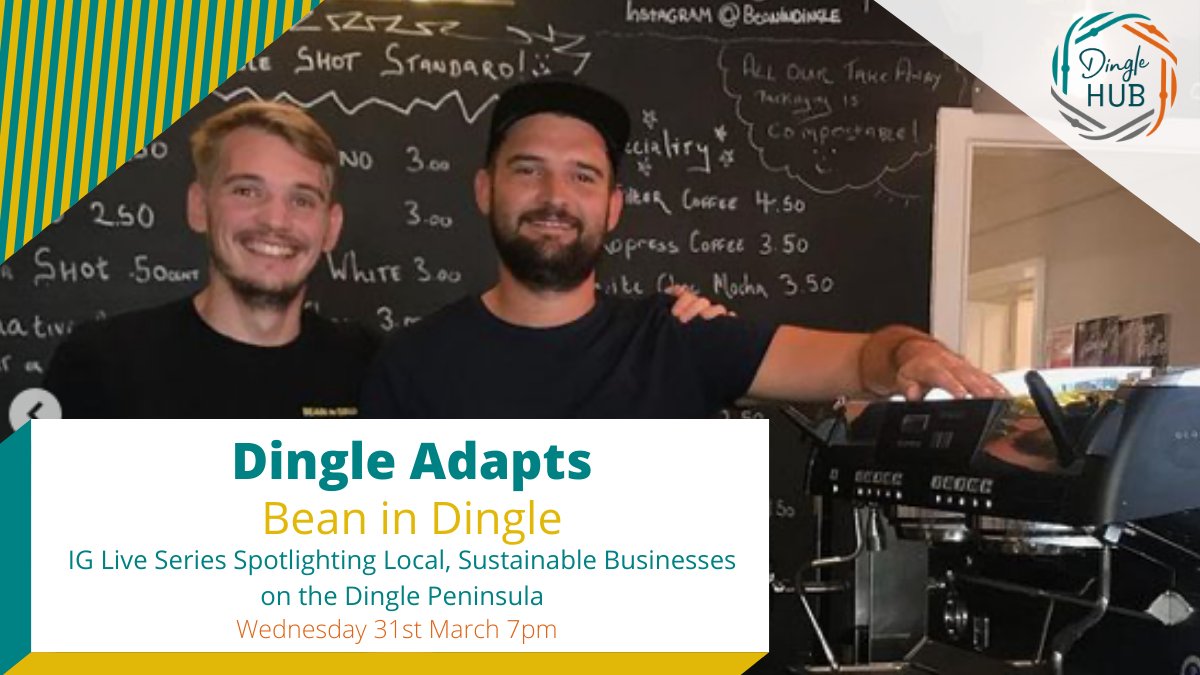 Dingle Hub (@dinglehub) on Twitter photo Join us tomorrow at 7pm for chats with @beanindingle on IG as part of our 'Dingle Adapts' series #dinglepeninsula2030 #sustainablefashion #supportlocal #Sustainability #sustainableireland #shoplocal #dinglepeninsula #dinglepeninsula2030 
@DinglePeninsula@dinglebusiness Join us tomorrow at 7pm for chats with @beanindingle on IG as part of our 'Dingle Adapts' series #dinglepeninsula2030 #sustainablefashion #supportlocal #Sustainability #sustainableireland #shoplocal #dinglepeninsula #dinglepeninsula2030 
@DinglePeninsula@dinglebusiness