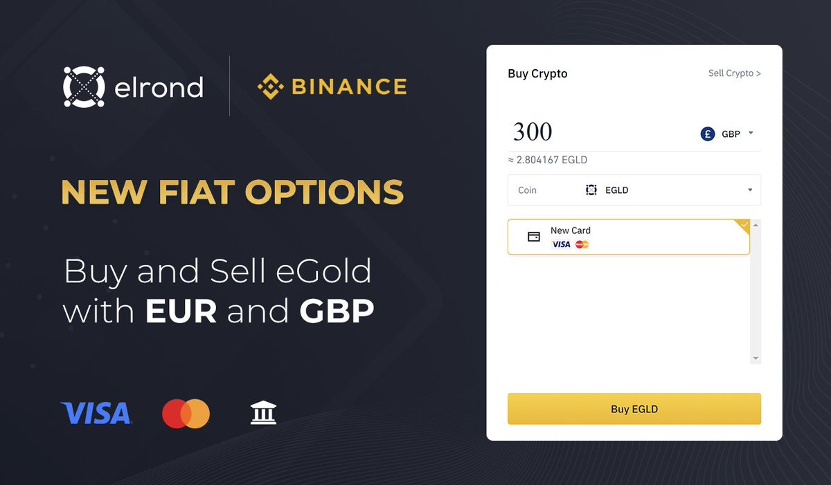 MultiversX's tweet photo. Now available: new options for buying &amp; selling $EGLD via @Binance
 
Purchase directly with a credit card, or use bank transfers to buy &amp; sell $EGLD using 🇪🇺EUR &amp; 🇬🇧GBP
 
➡ https://t.co/iO8zzF5Cp0 > Buy Crypto > select Bank Deposit or Credit/Debit Card
 
#hypergrowth100 Day 84 https://t.co/BGedN7XpYt