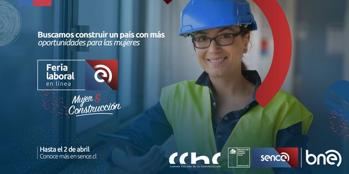 SenceNuble's tweet photo. 🔴 ¡FECHA EXTENDIDA! La #FeriaLaboral en línea “Mujer y Construcción” 🙋‍♀️👩‍🏭 se extiende hasta el viernes 2 de abril. 
Si buscas trabajo en esta área, revisa las ofertas laborales y postula en 👉https://t.co/GKezNzMGoN o https://t.co/BhVZqlsOLx #SenceTeApoya. https://t.co/TotqpNw10d