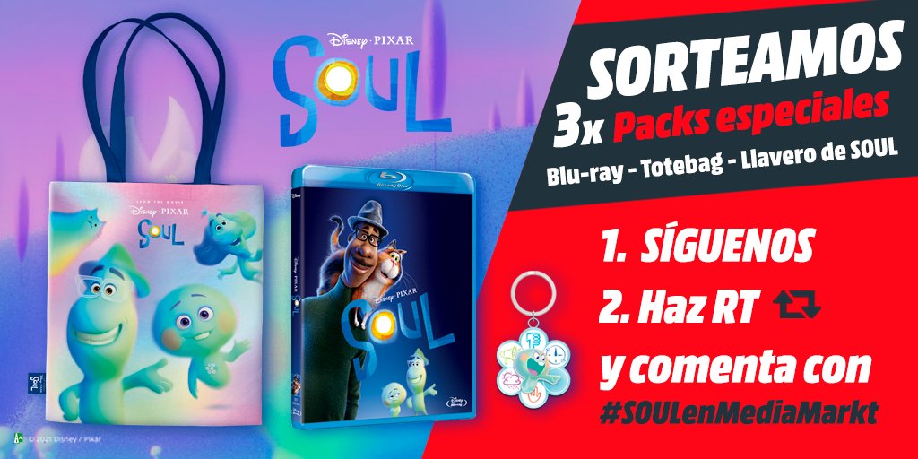 MediaMarkt_es's tweet image. 🤩¡Sorteo de cine!🎥
Consigue uno de los 3 packs especiales de #PixarSoul de @DisneySpain  ¡Disfruta de esta obra maestra!
 
1⃣ Síguenos
2⃣ Haz RT y comenta con #SOULenMediaMarkt

⏳Participa hasta el 5/04.
¿La quieres ya? ¡Entra aquí! ➡️ bit.ly/3rtqYAJ